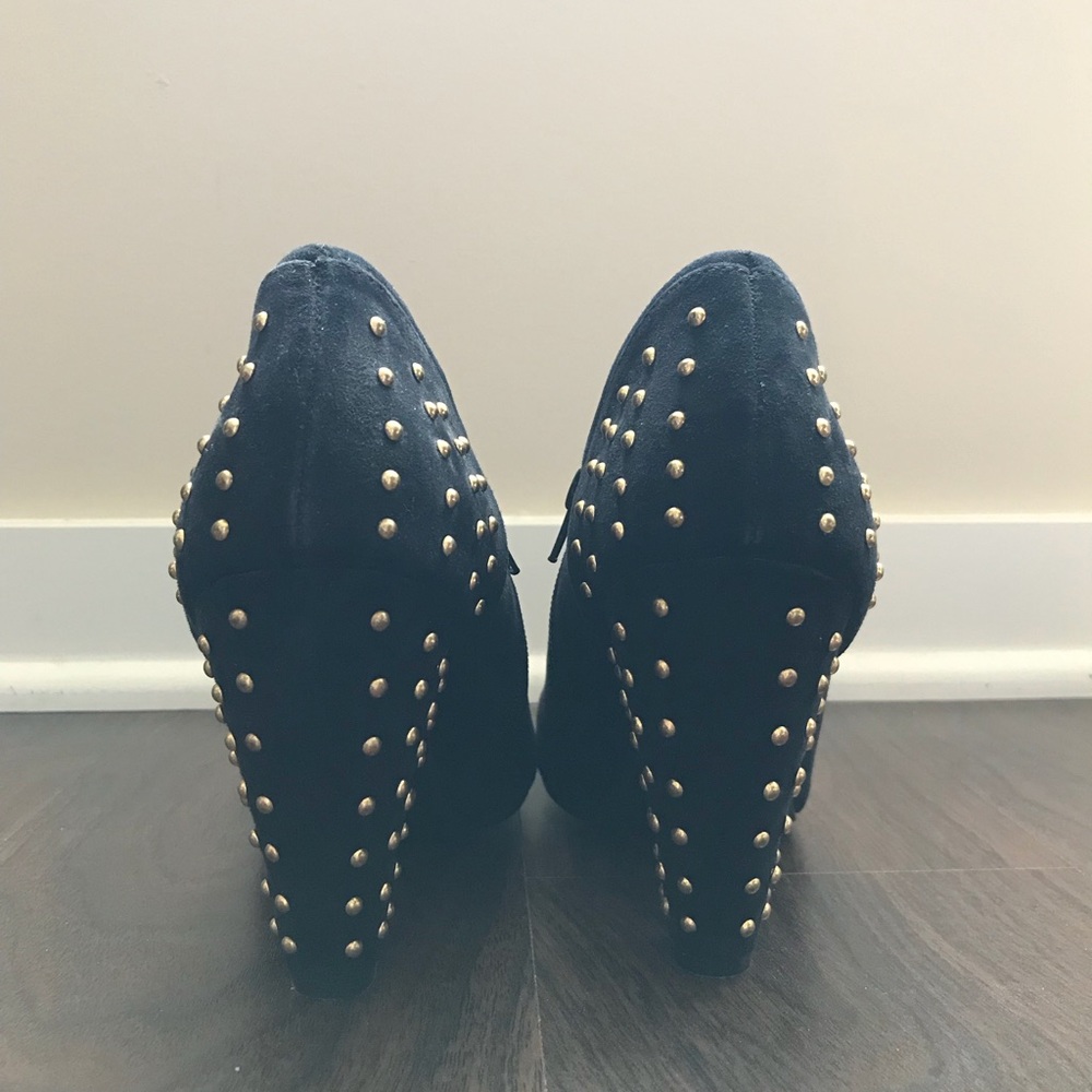 Gold Studded Suede Ankle Booties - Picture 2 of 6